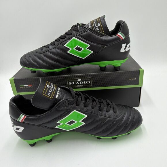 Lotto Stadio OG II FG Soccer Cleats - All Black, Spring Green | Men’s Size 6 - Picture 2 of 6